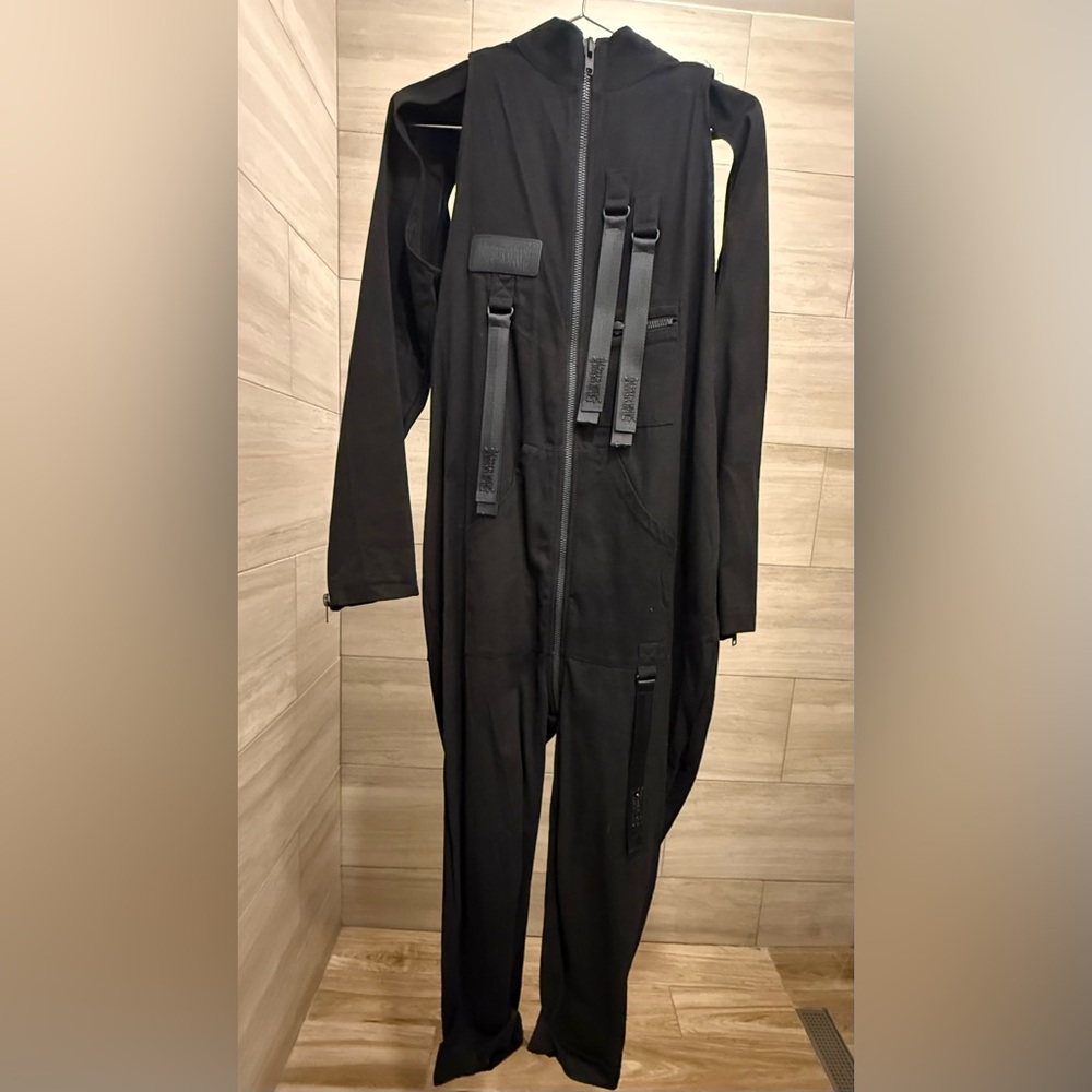 Darker Wavs Black Jumpsuit With Detachable Sleeves